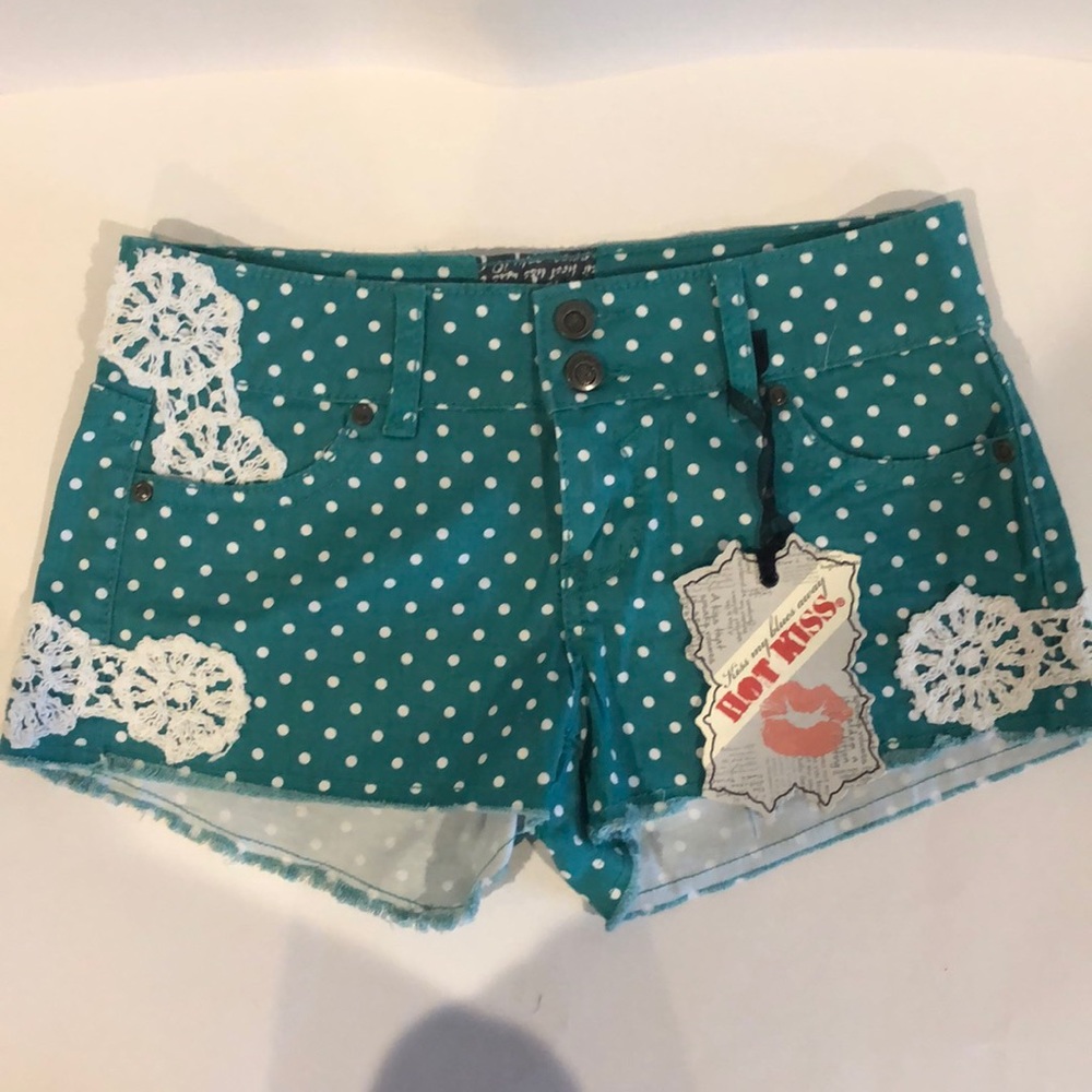 Teal polka dot shorts
